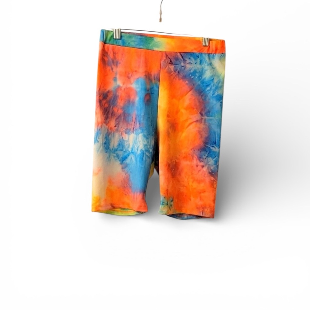 BP Nordstrom Women’s Neon Multi-Color Tie Dye Biker Shorts size small